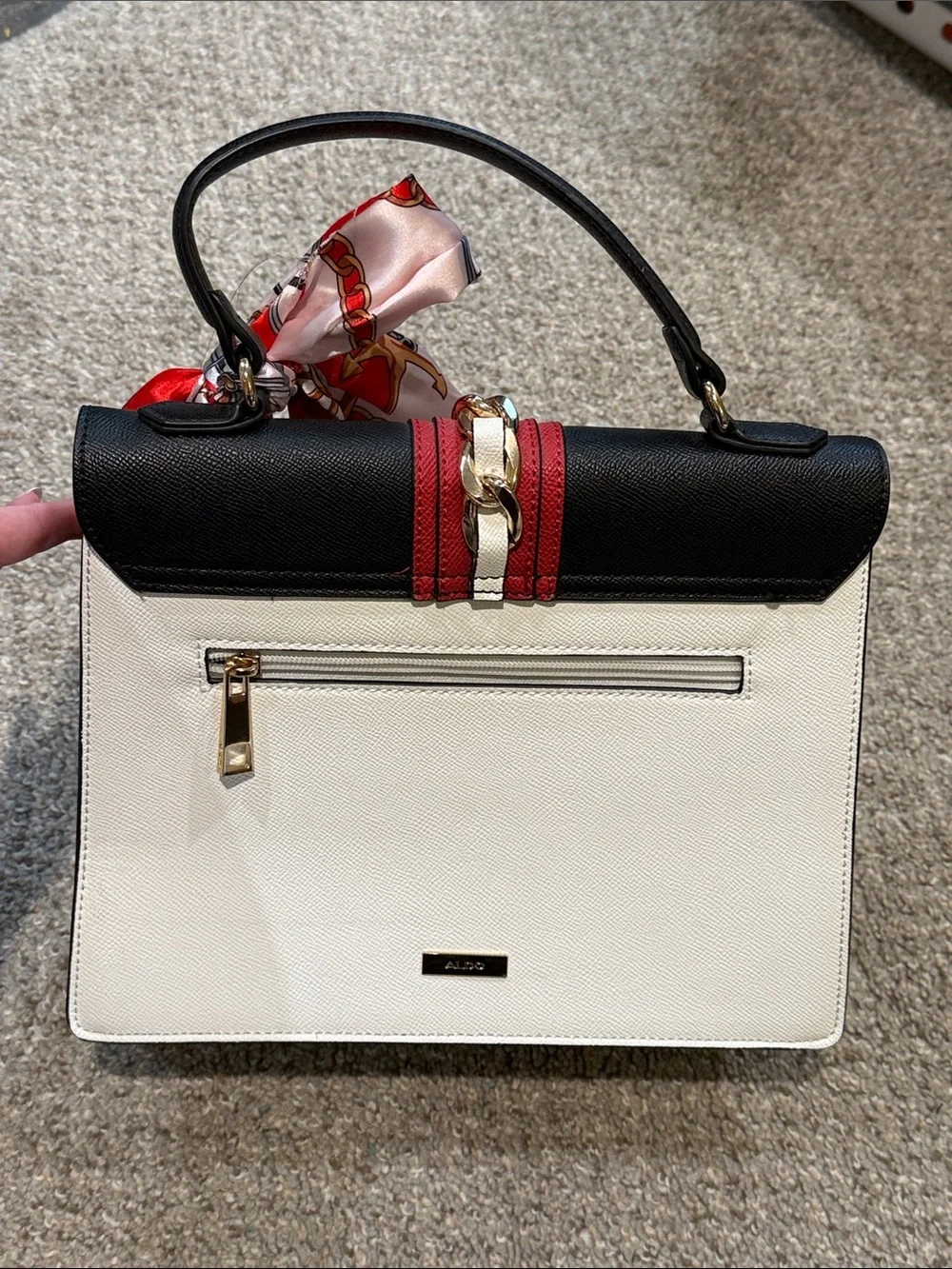 Aldo Black & White Leopard Purse w/ Scarf
